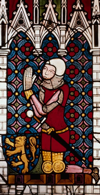 Praying knight / Stained-glass / c. 1350