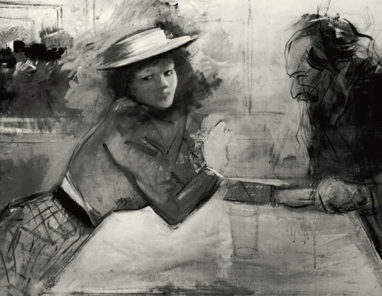 Colette and Paul Masson, drawing Forain