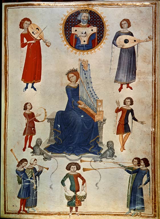 King David, Lady Musica and Musicians / Italian Book Ill.