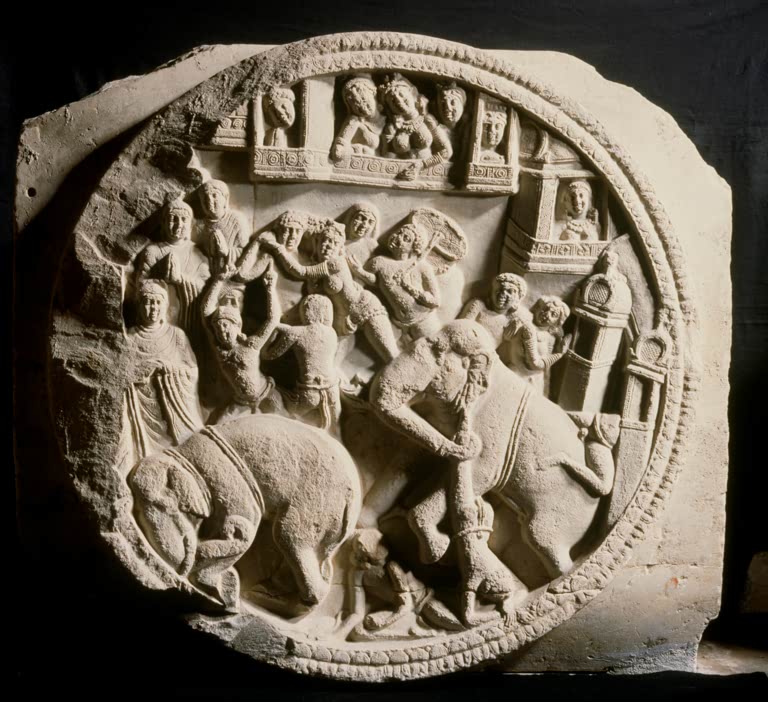 Buddha tames Nalagiri / Reief / Indian