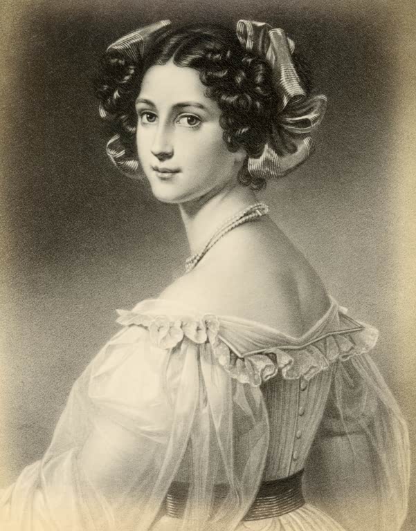 after J. Stieler, Auguste Strobel, portrait / lithograph
